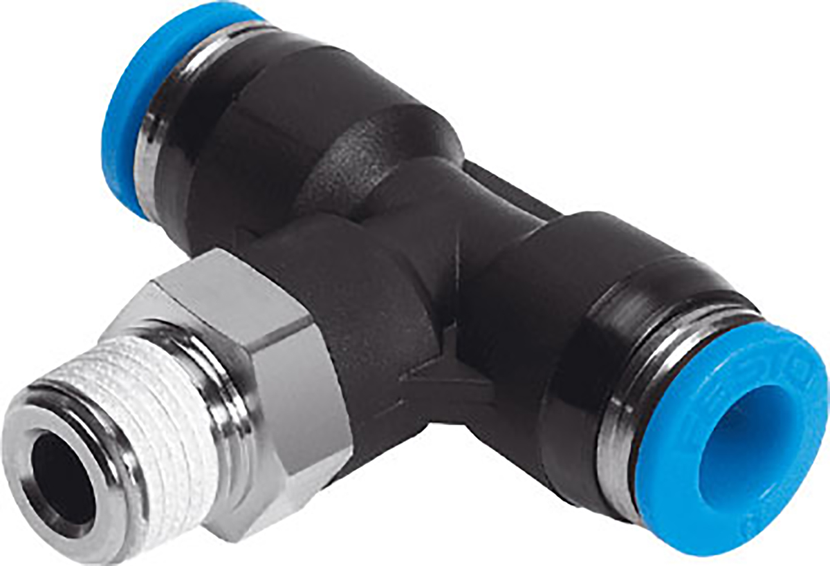 Festo QS Series Tee Threaded Adaptor, Push In 6 mm to Push In 6 mm, Threaded-to-Tube Connection Style, 153108