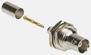 Amphenol RF, Jack Panel Mount BNC Connector, 50Ω, Crimp Termination, Straight Body