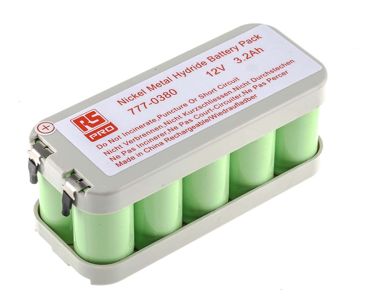 RS PRO 12V NiMH Rechargeable Battery Pack, 3.2Ah - Pack of 1