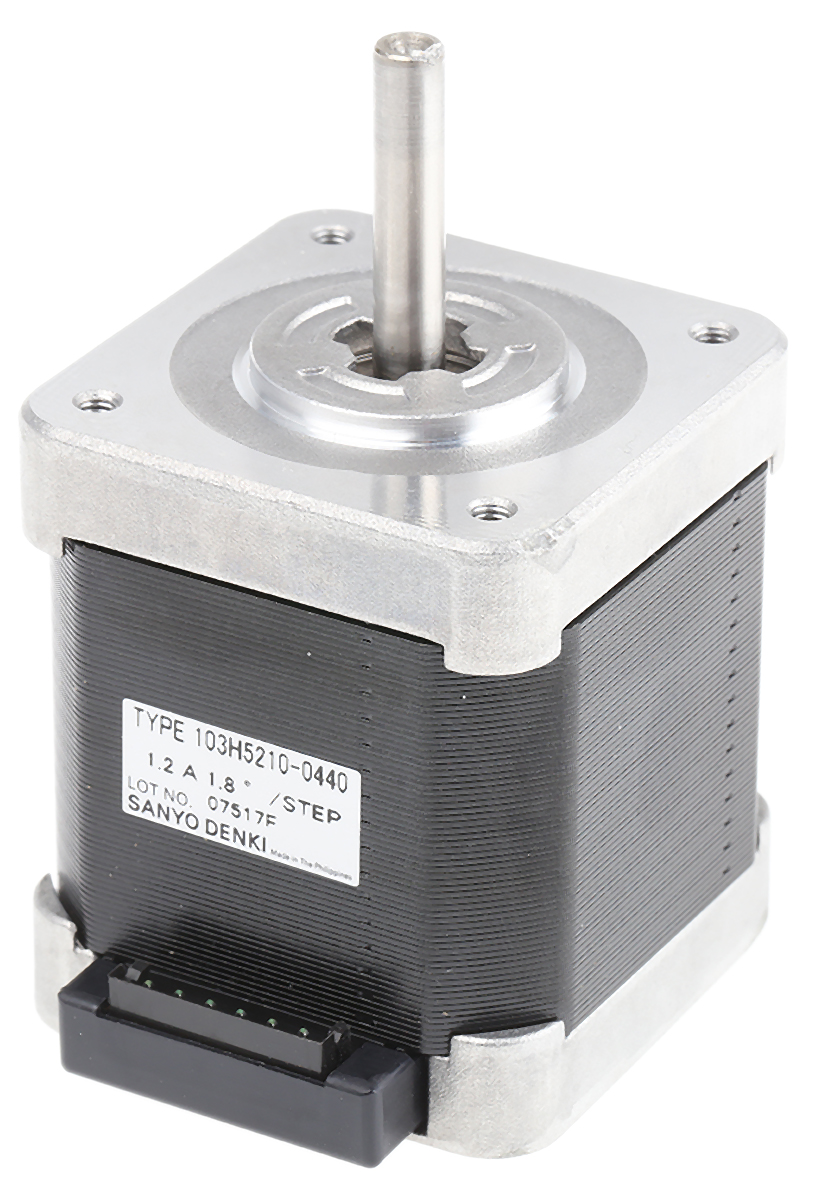 Sanyo Denki SANMOTION Series Hybrid, Single Shaft Stepper Motor, 0.37Nm Torque, 24V, 1.8°, 42 x 42mm Frame, 5mm Shaft