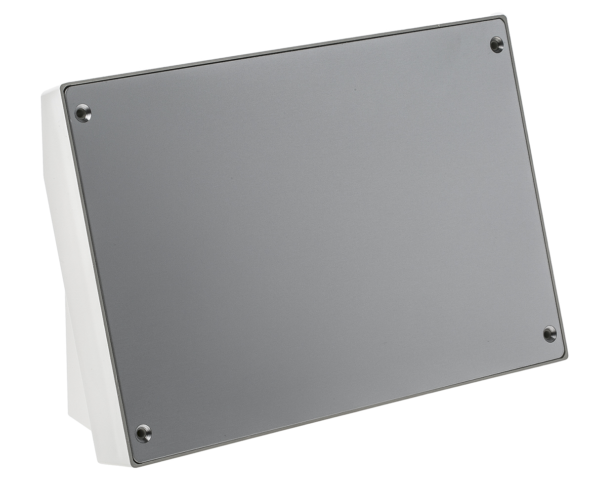 OKW DATEC Series Grey, White ABS Desktop Enclosure, Sloped Front, 264 x 180 x 86mm