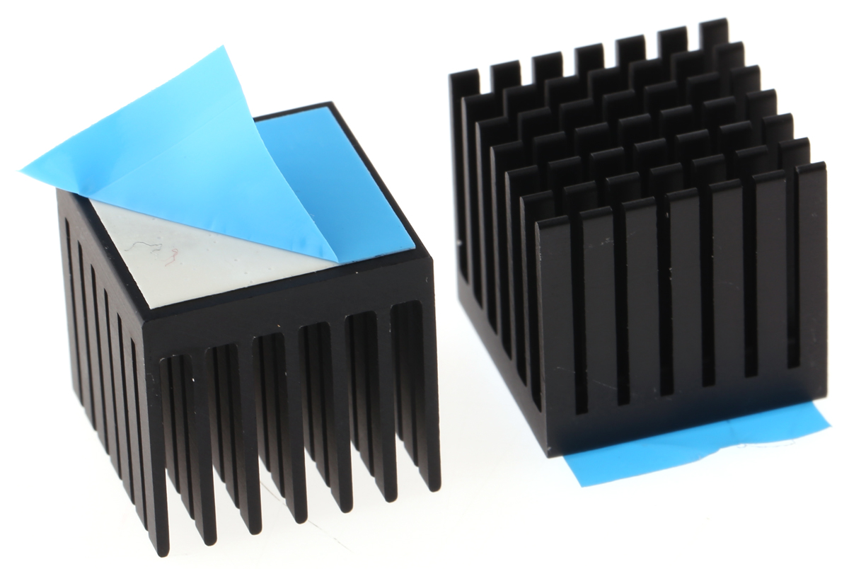 RS PRO Heatsink, Universal Rectangular Alu, 14K/W, 20 x 20 x 19.1mm, Adhesive Foil