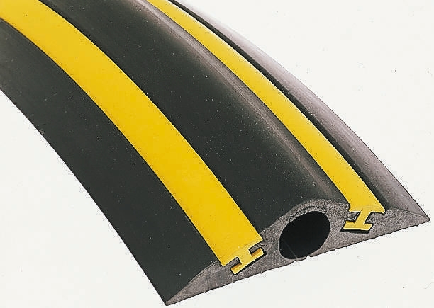 RS PRO 1.5m Black/Yellow Cable Cover in Rubber, 53mm Inside dia.