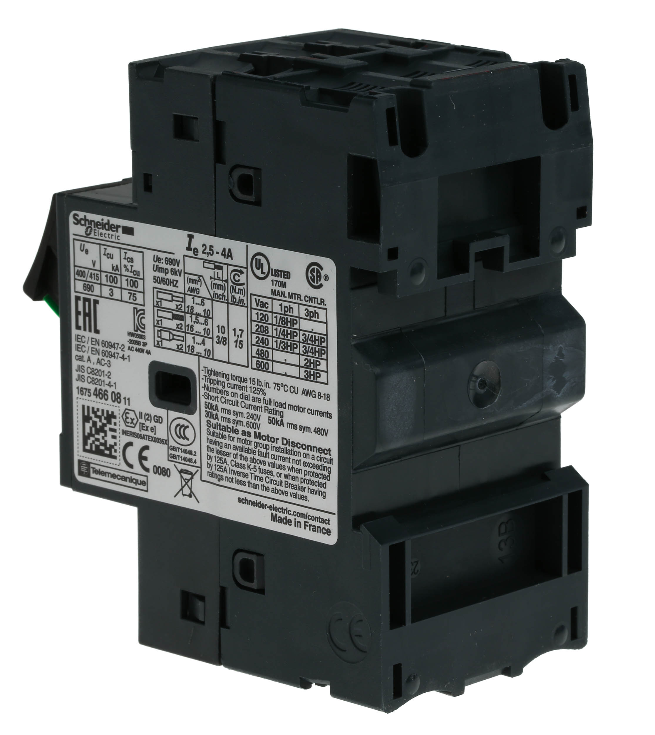 Schneider Electric 2.5 → 4 A TeSys Motor Protection Circuit Breaker, 690 V