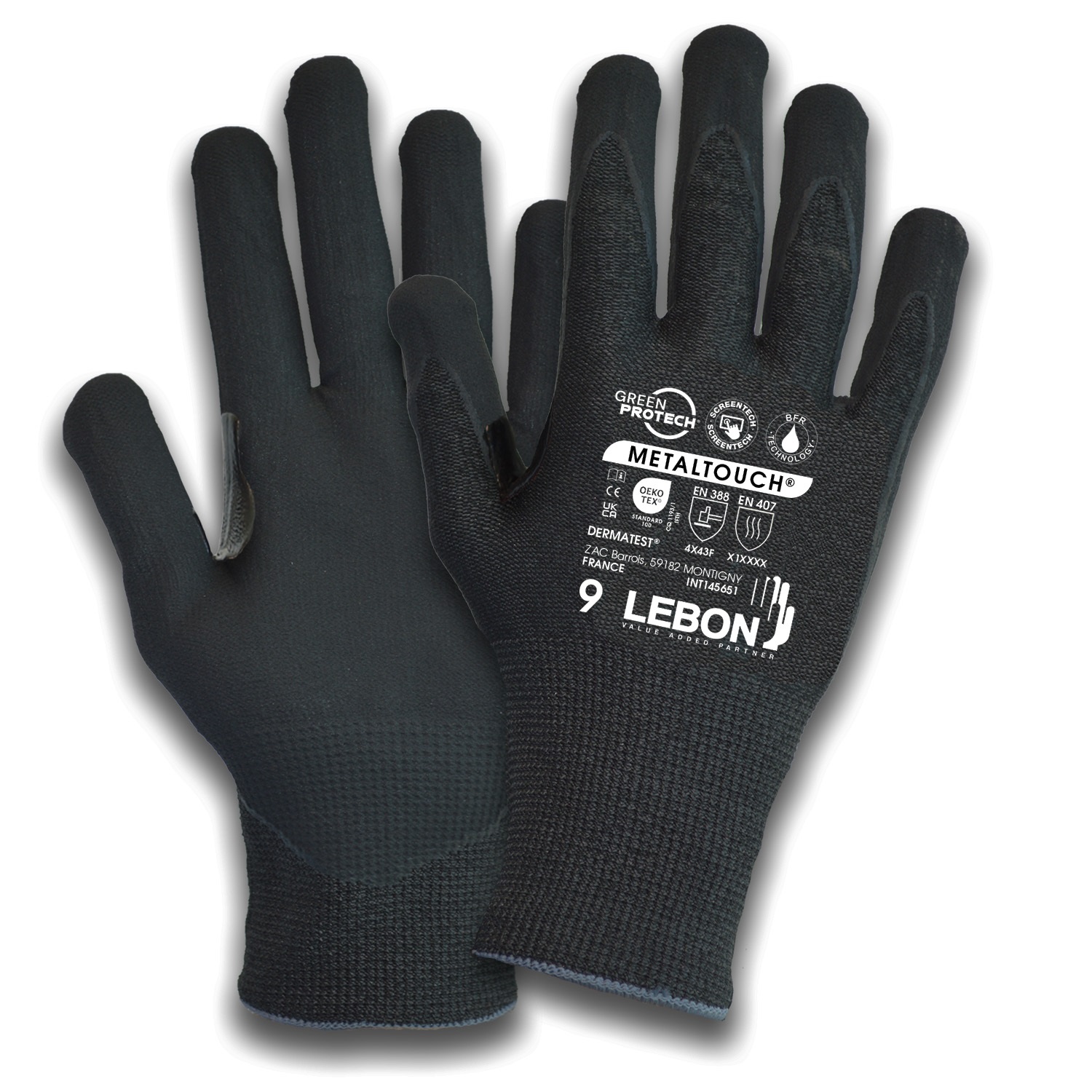 Lebon Protection METALTOUCH Black Elastane, High Performance Polyethylene, Polyamide, Stainless Steel Cut Resistant