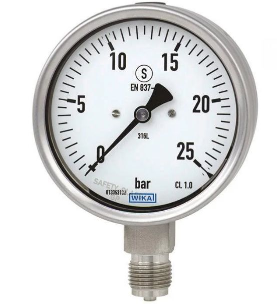 WIKA NPT 1/2 Analogue Pressure Gauge 10bar Bottom Entry 160mm Outside Diameter