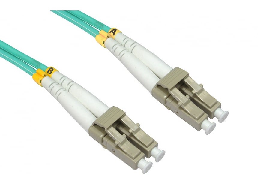 RS PRO LC to LC Duplex Multi Mode OM4 Fibre Optic Cable, 3mm, Light Blue, 20m