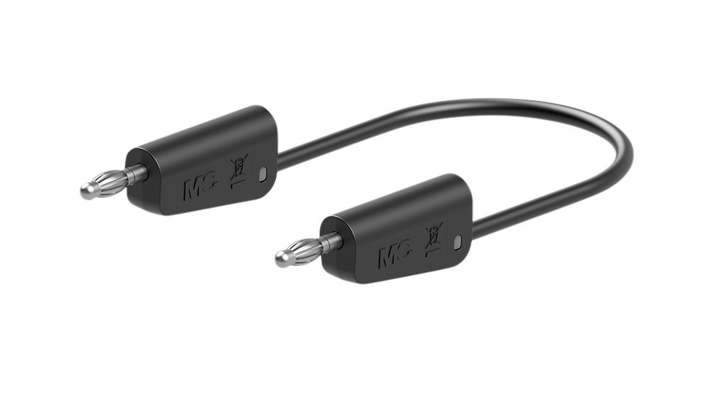 Staubli Test lead, 19A, 30 → 60V, Black, 25cm Lead Length