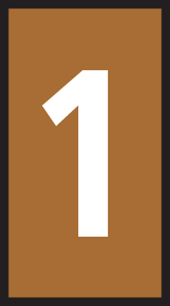 HellermannTyton WIC Snap On Cable Markers, Brown, Pre-printed "1", 2 → 2.8mm Cable, for Cables and Wires,