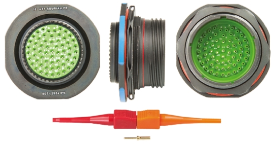 Souriau Sunbank by Eaton, 8D, Copper Alloy 61 Way Panel Mount MIL Spec Circular Connector Receptacle, Pin