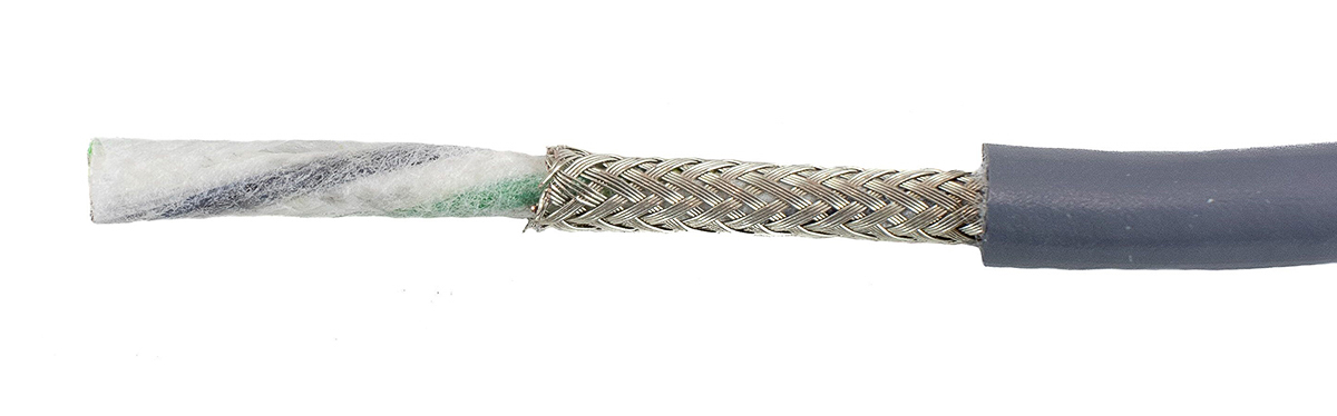 Alpha Wire Ecogen Ecoflex PUR Control Cable, 2 Cores, 0.52 mm² 20 AWG, Screened, 30 m, Grey Modified Polyphenylene Ether