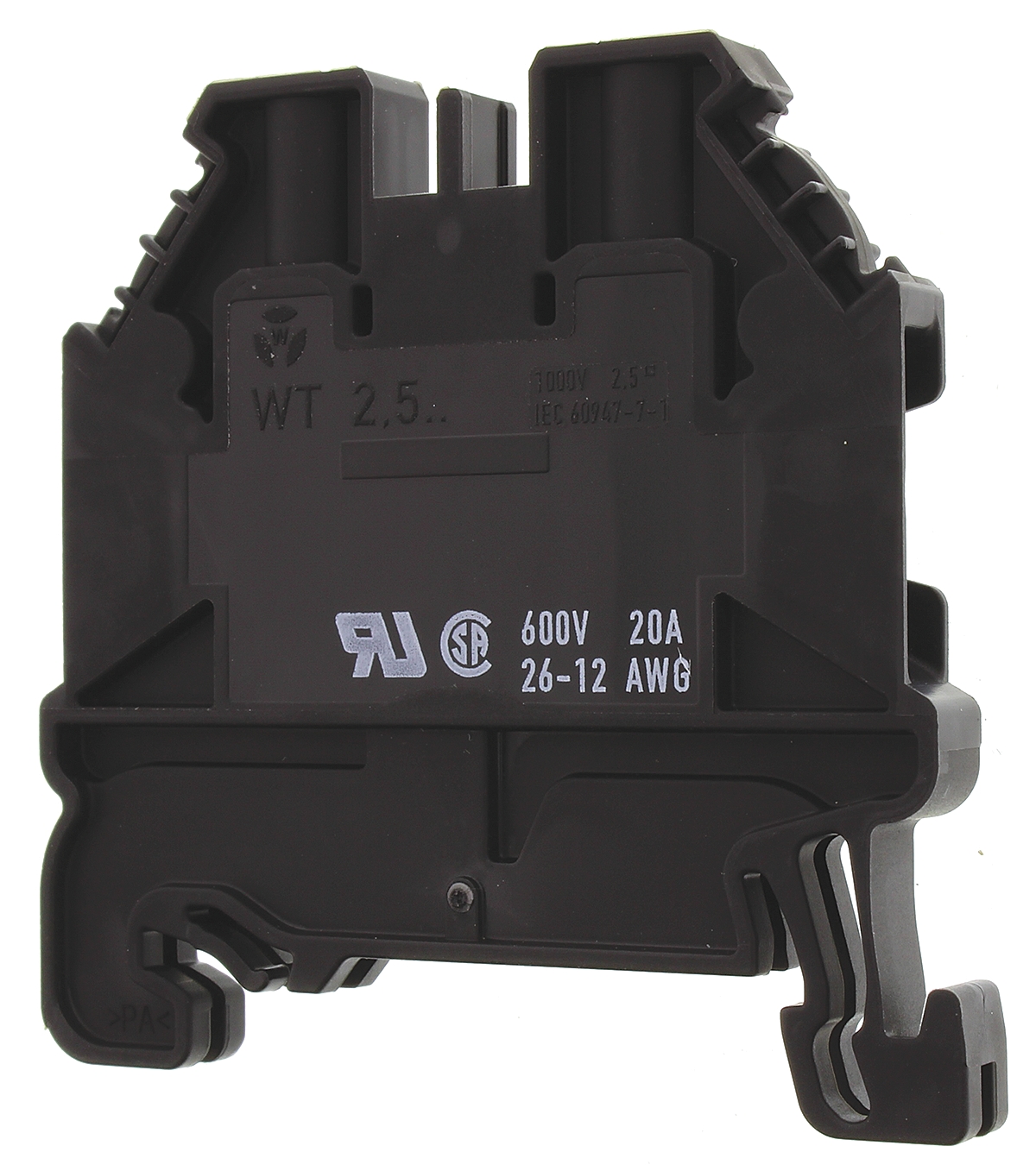 Wieland 58.503.0055.1 WT 2.5 Series Black, 2.5mm², Single-Level, Screw Termination, ATEX