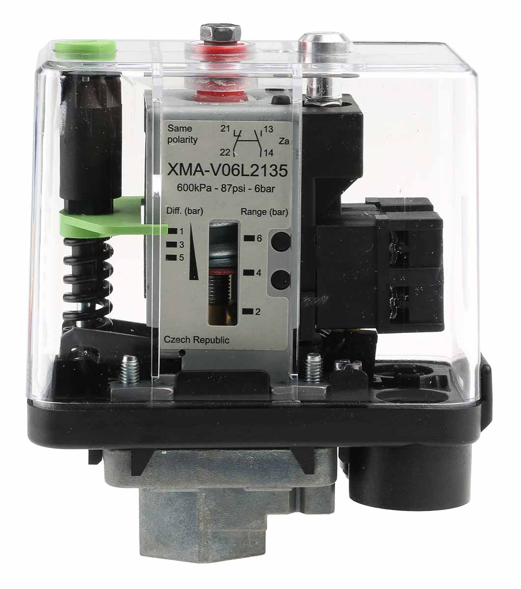 Telemecanique Sensors Pressure Sensor, 1bar Min, 6bar Max, Relay Output, Differential Reading