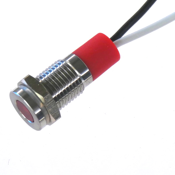 CML Innovative Technologies PL08SL Series Red Panel LED, 240V, 8mm Mounting Hole Size, Lead Wires Termination, IP67