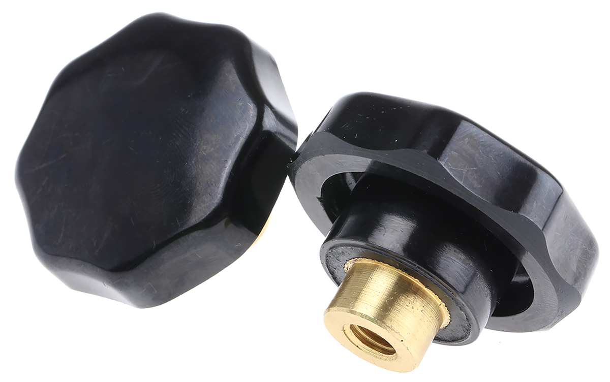 RS PRO Black Multiple Lobes Clamping Knob, M8, Threaded Hole
