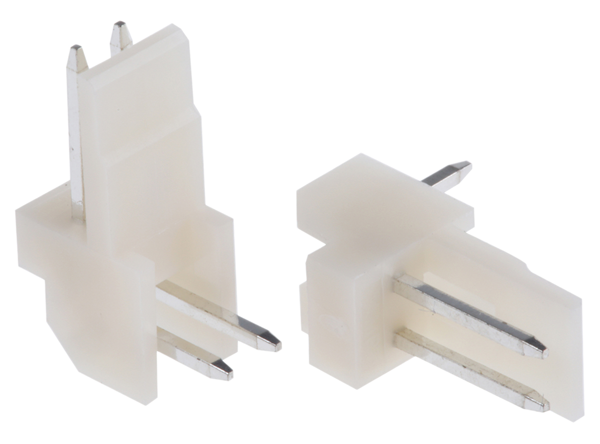 TE Connectivity EI Series Right Angle Through Hole PCB Header, 2 Contact(s), 2.5 mm Pitch, 1 Row, Shrouded