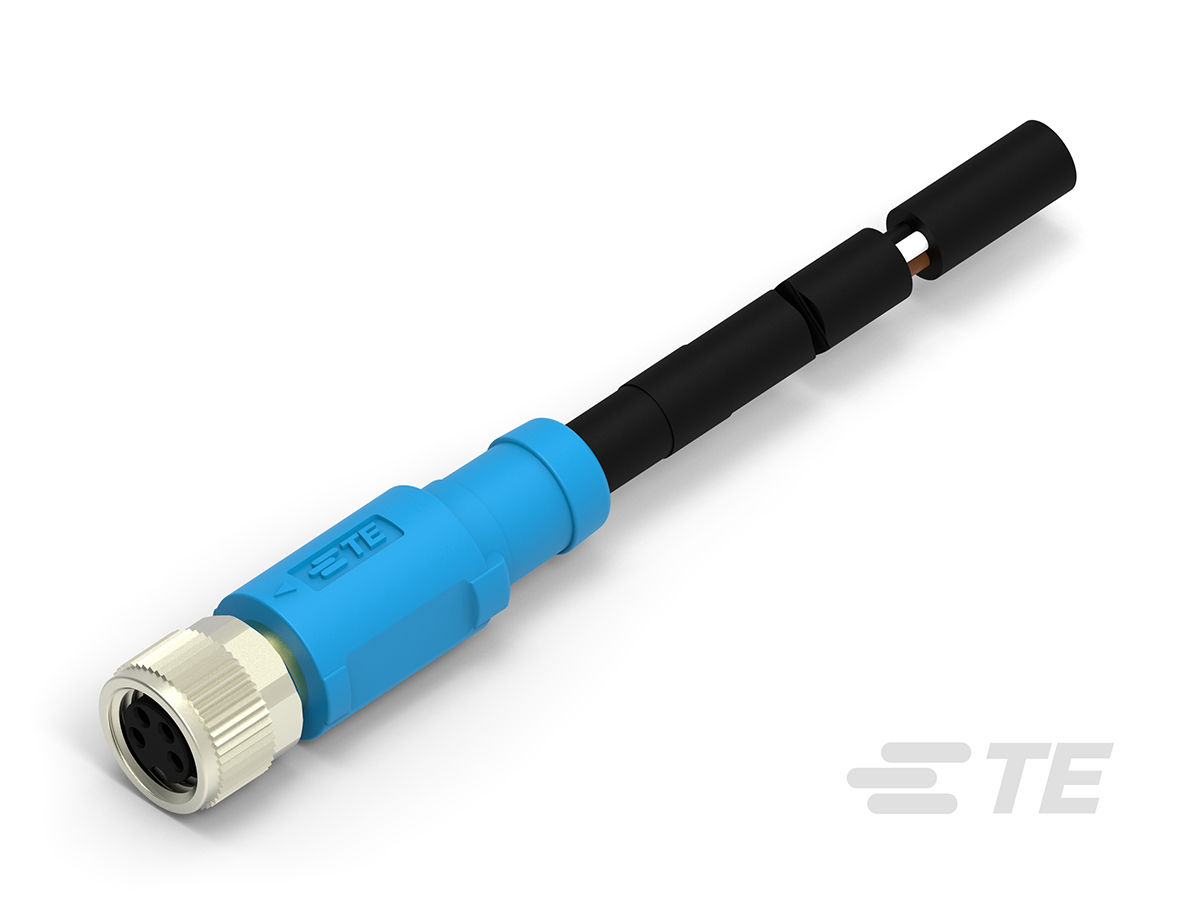 TE Connectivity Female 4 way Receptacle to Unterminated 4 way Free End Sensor Actuator Cable, 5000 mm