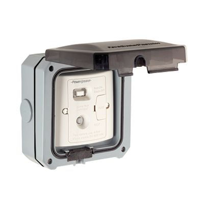 Powerbreaker PSPRCD1G Grey Plug Socket, Type G - British, Indoor, Outdoor Use