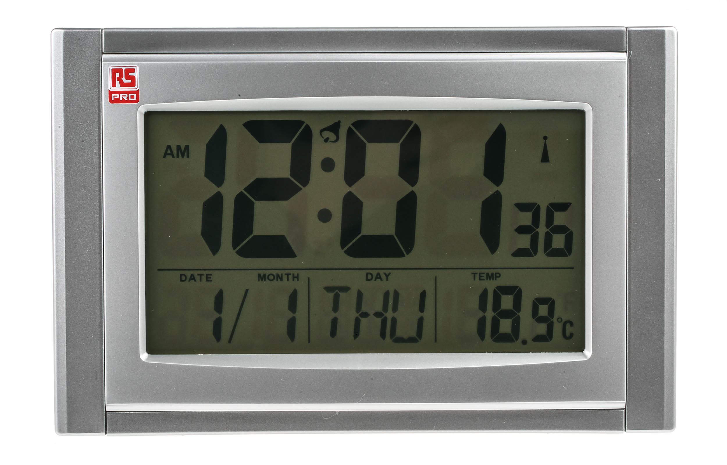 RS PRO Silver Radio Controlled Wall Clock