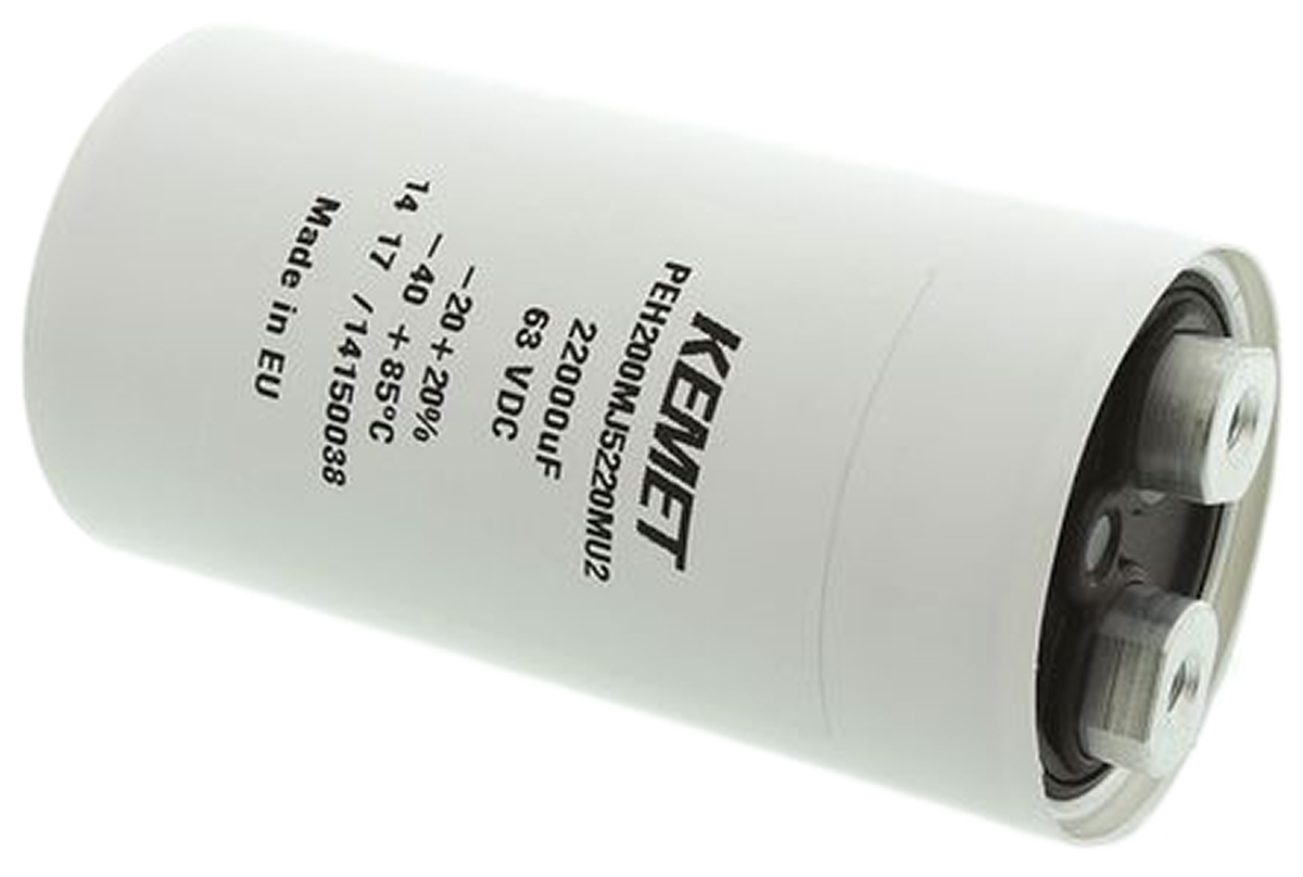 KEMET 22000μF Aluminium Electrolytic Capacitor 63V dc, Screw Terminal - PEH200MJ5220MU2
