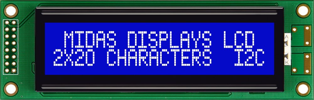 Midas MC22005A6W-BNMLWI-V2 Alphanumeric LCD Alphanumeric Display, 2 Rows by 20 Characters