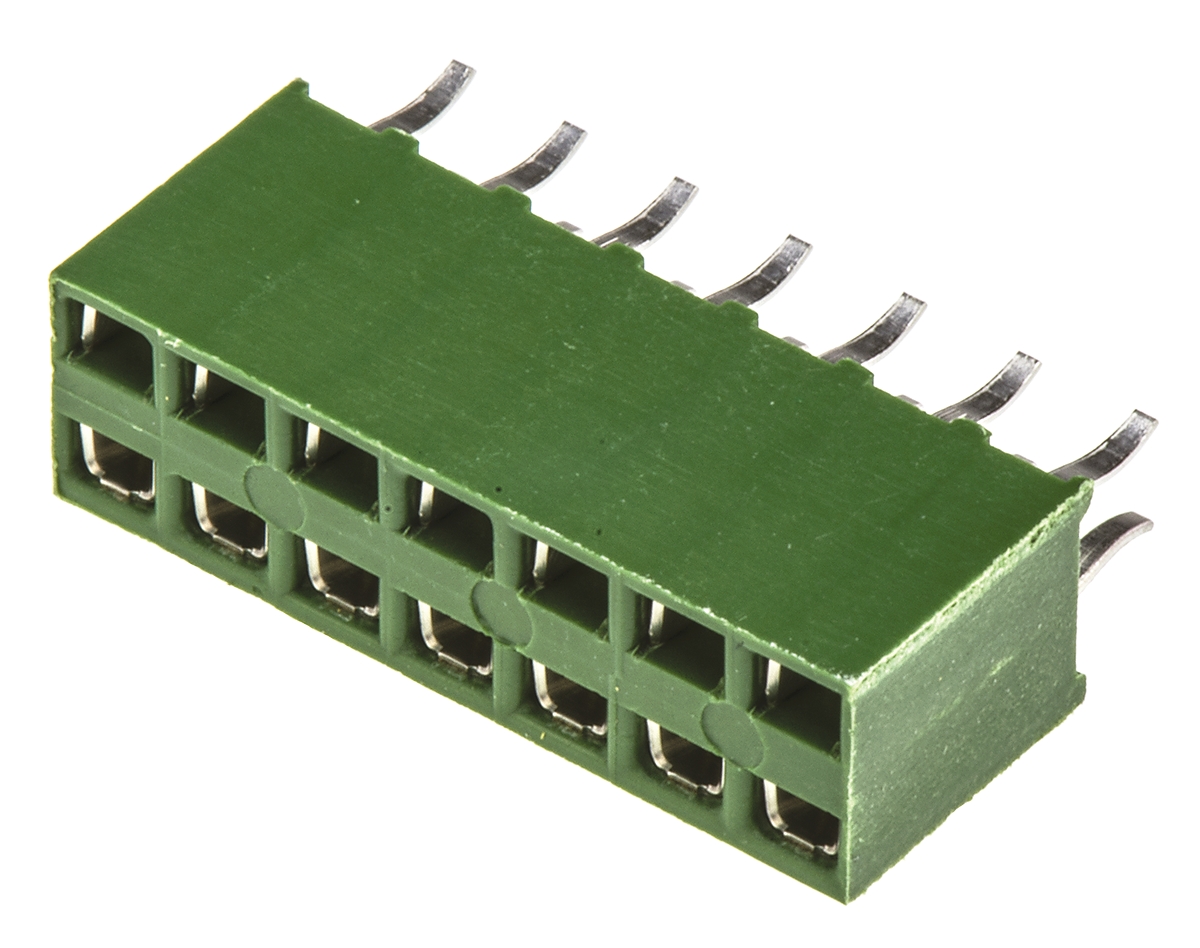 TE Connectivity AMPMODU HV100 Series Straight Through Hole Mount PCB Socket, 14-Contact, 2-Row, 2.54mm Pitch, Solder