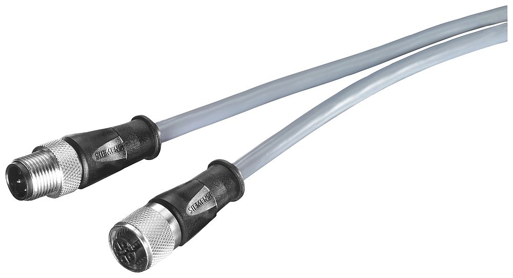 Siemens Male 4 way M12 to Female 4 way M12 Sensor Actuator Cable, 300 mm