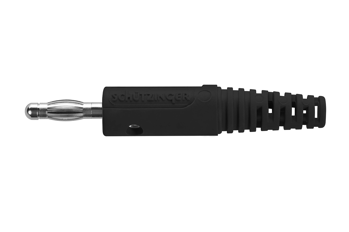 Schutzinger Black Male Banana Plug, 4 mm Connector, Screw Termination, 32A, 33 V ac, 70V dc, Nickel Plating