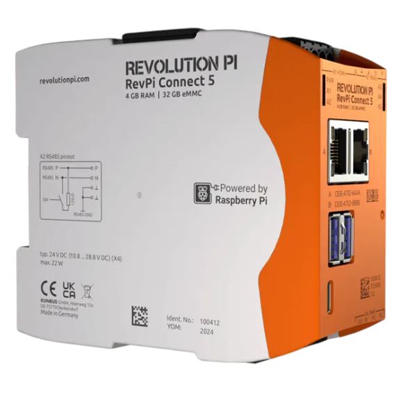 Revolution PI RevPi Connect 5, Industrial Computer, 22W, ARM Cortex 2.4 GHz, 32 GB, 4