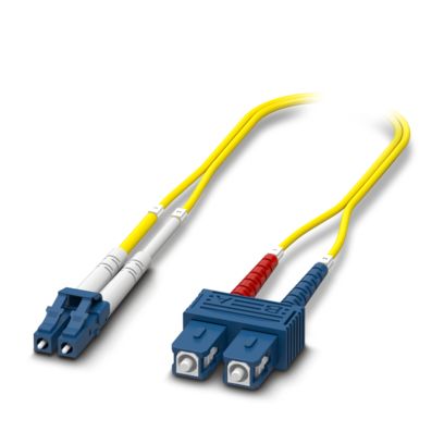 Phoenix Contact LC to SC Duplex Single Mode OS2 Fibre Optic Cable, 900μm, Yellow, 10m
