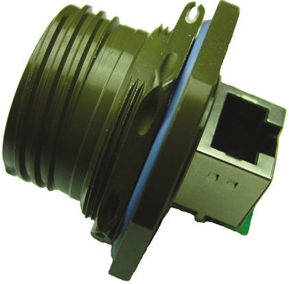 Amphenol Socapex RJFTV Series Female RJ45 Connector, Jam Nut, Cat5e Right Angle 1 Port 8 -Way