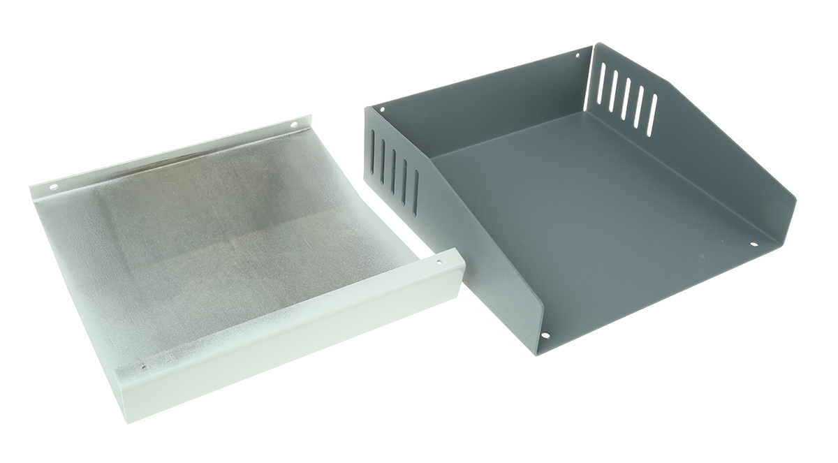 Hammond 500 Series Grey Aluminium, Steel Desktop Enclosure, Sloped Front, 180 x 180 x 58mm