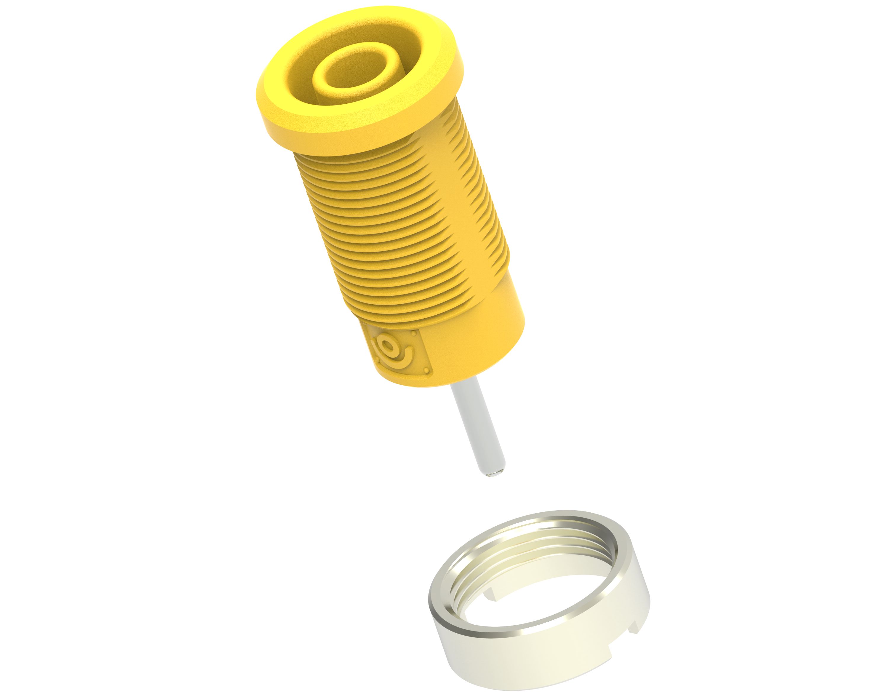 Electro PJP Yellow Female Banana Socket, 4 mm Connector, Pin Termination, 36A, 1kV, Nickel Plating