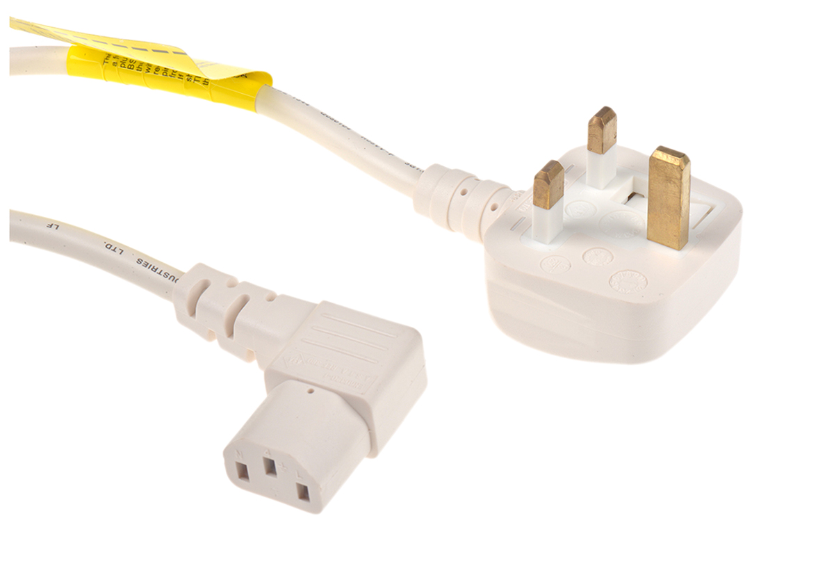 RS PRO IEC C13 Socket to Type G UK Plug Power Cord, 2m