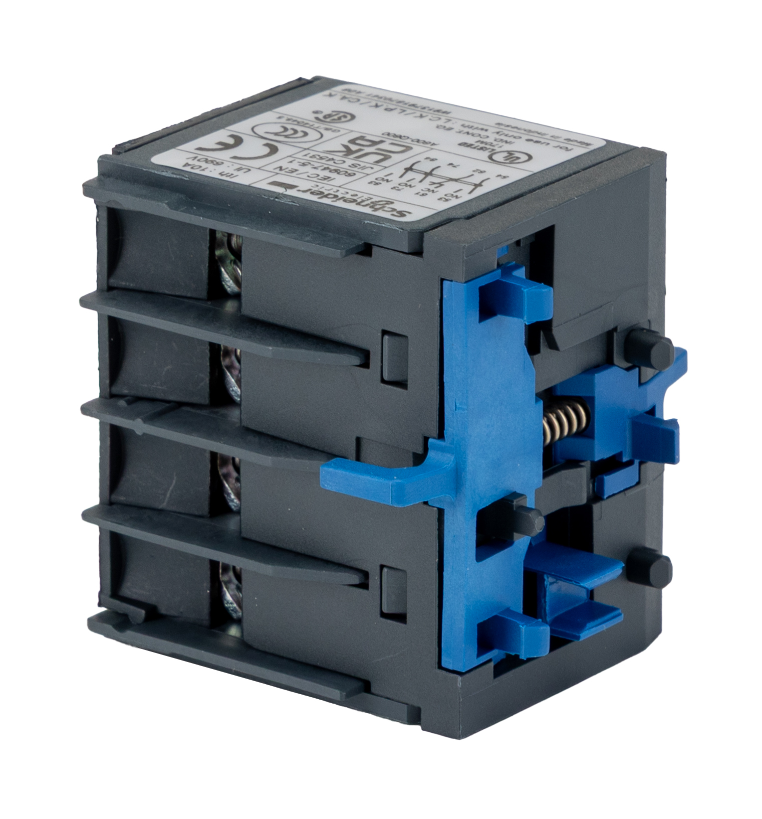 Schneider Electric Auxiliary Contact, 4 Contact, 1NC + 3NO, Front Mount, TeSys K LA1K