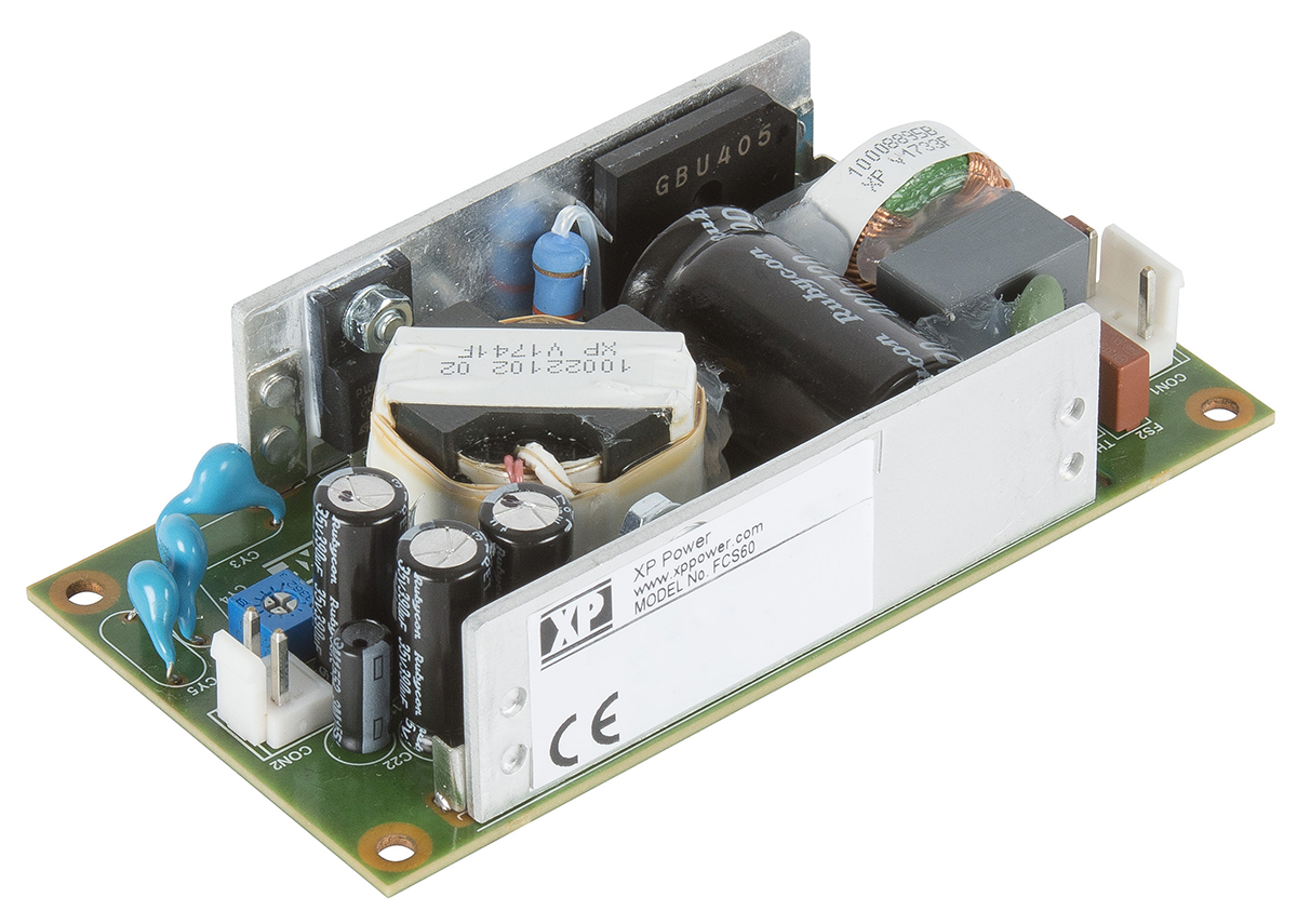 XP Power Switching Power Supply, FCS60US15, 15V dc, 4A, 60W, 1 Output, 80 → 264V ac Input Voltage