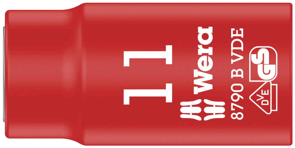 Wera 3/8 in Drive 11mm Insulated Standard Socket, 6 point, VDE/1000V, 46 mm Overall Length