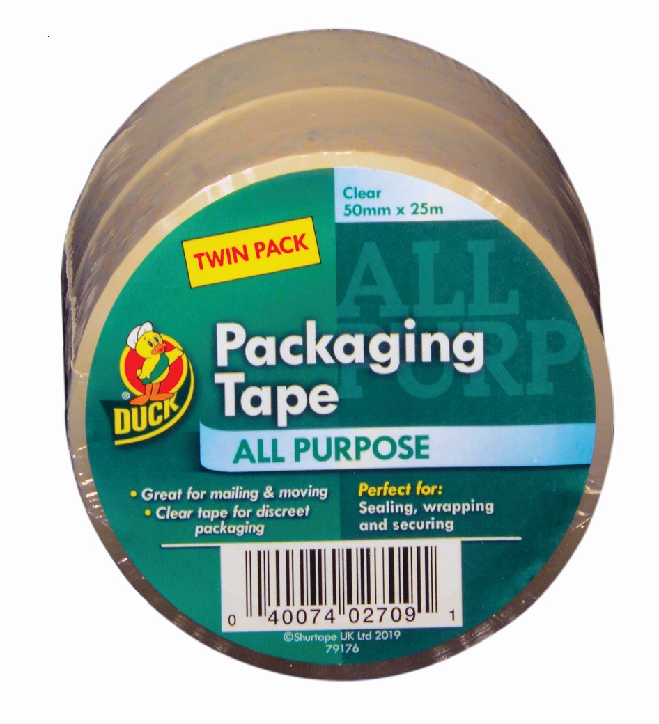 DUCK TAPE Clear Packing Tape, 25m x 50mm