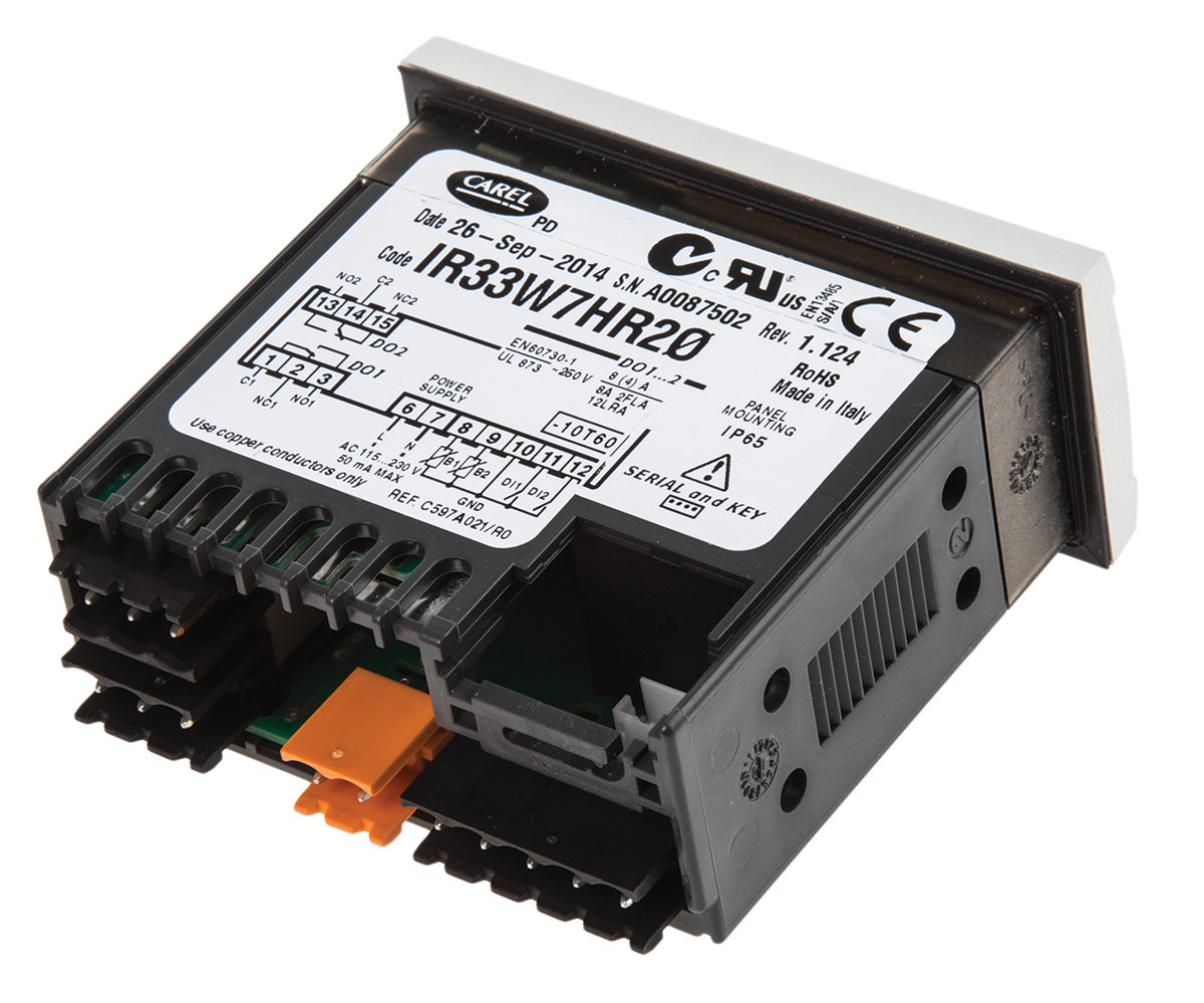 Carel IR33 Panel Mount PID Temperature Controller, 76.2 x 34.2mm, 2 Output Relay, 115 → 230 V ac Supply Voltage