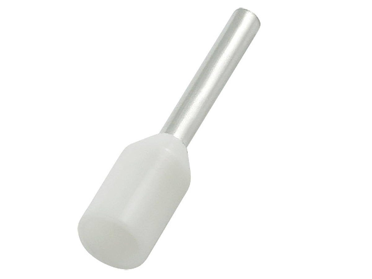 RS PRO Insulated Crimp Bootlace Ferrule, 10mm Pin Length, 1.0mm Pin Diameter, 0.5mm² Wire Size, White