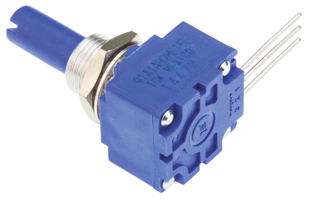 Bourns 91 10kΩ Rotary Potentiometer 1-Gang, Panel Mount (Through Hole), 91A1A-B28-E15L