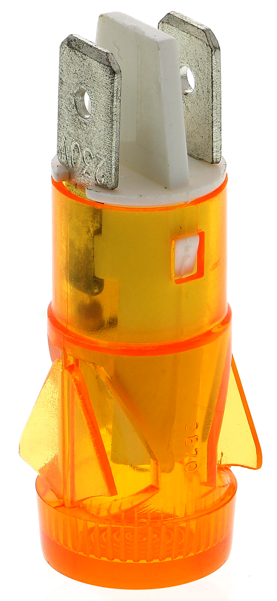 Arcolectric (Bulgin) Ltd 2870 Series Orange Neon Panel Mount Indicator, 230V ac, 12.7mm Mounting Hole Size, Solder Tab