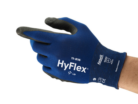 Ansell 11-816 Blue Nylon, Spandex Nylon, Spandex Work Gloves, Size 10, Nitrile Foam Coating