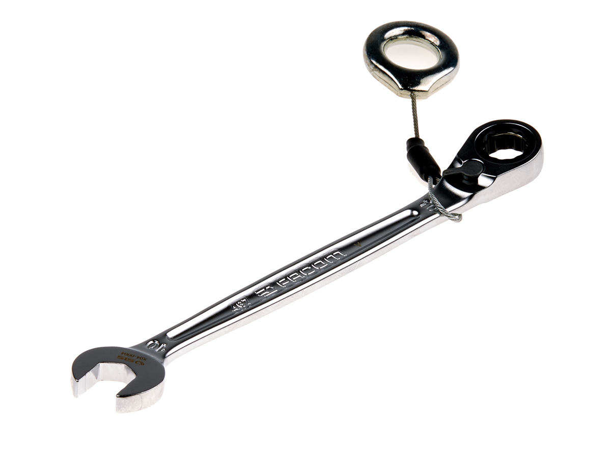 Facom 467 Series Combination Ratchet Spanner, 10mm, Metric, Height Safe, Double Ended, 158 mm Overall