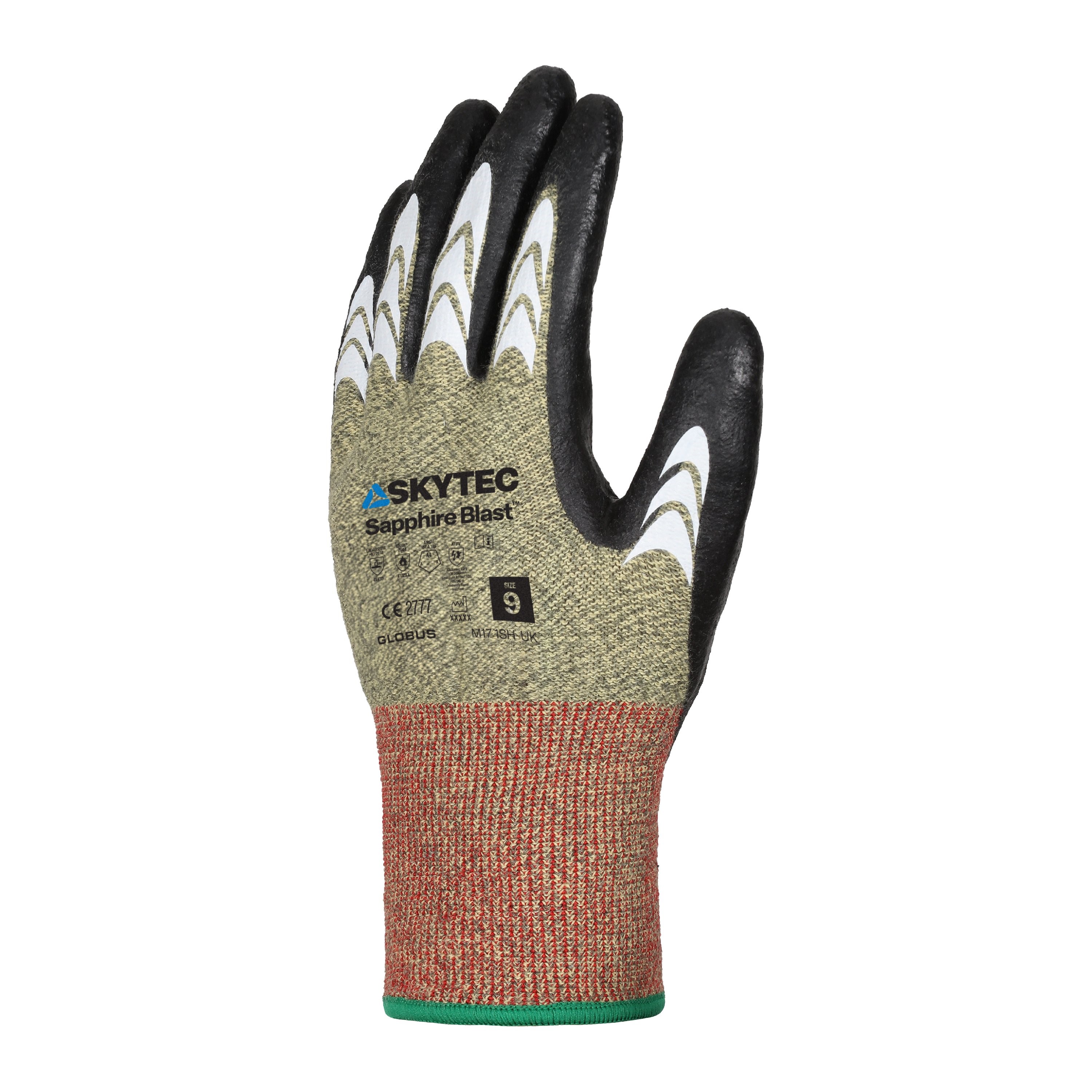 Skytec Black, Green Fibreglass Para-Aramid Cut Resistant Gloves