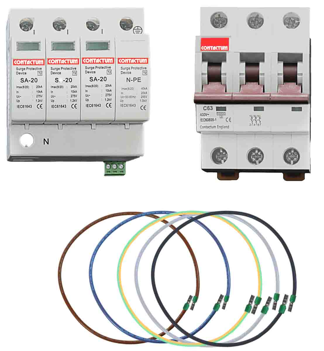 Contactum 3 Phase Surge Protector, 40kA, DIN Rail Mount