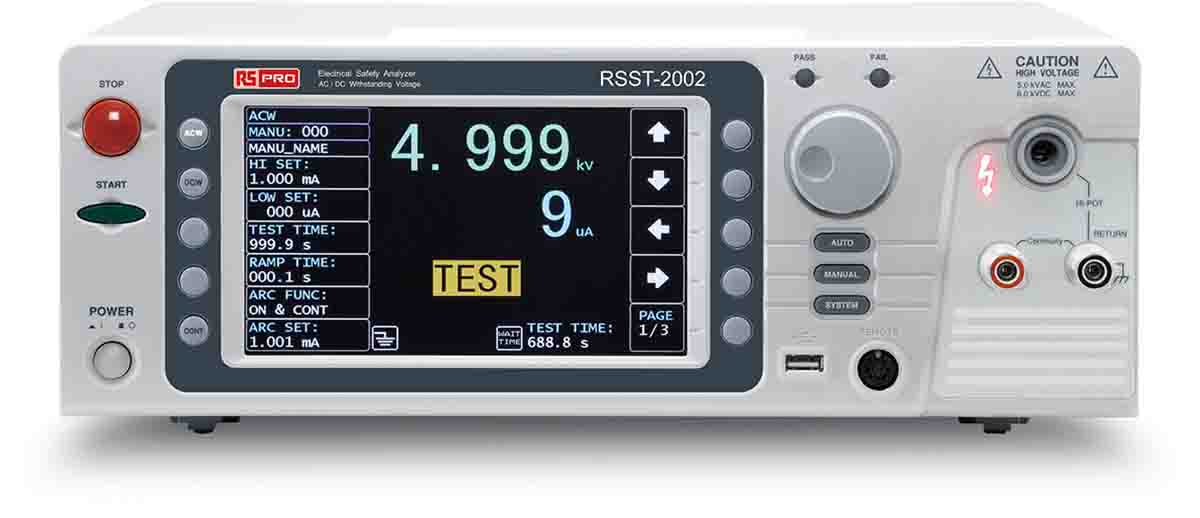 RS PRO RSST-2003 Insulation Tester, 50V Min, 5000V dc Max, 50GΩ Max, CAT I