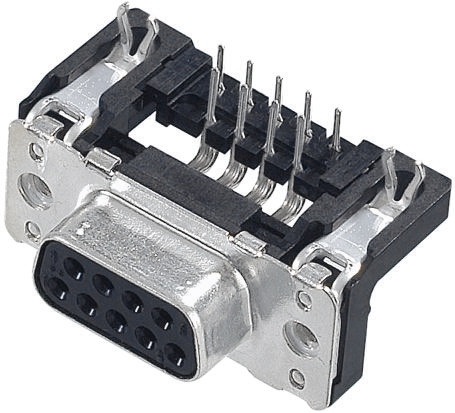 HARTING 37 Way Right Angle Through Hole D-sub Connector Socket, 2.76mm Pitch, with 4-40 UNC Threaded Inserts, Boardlocks