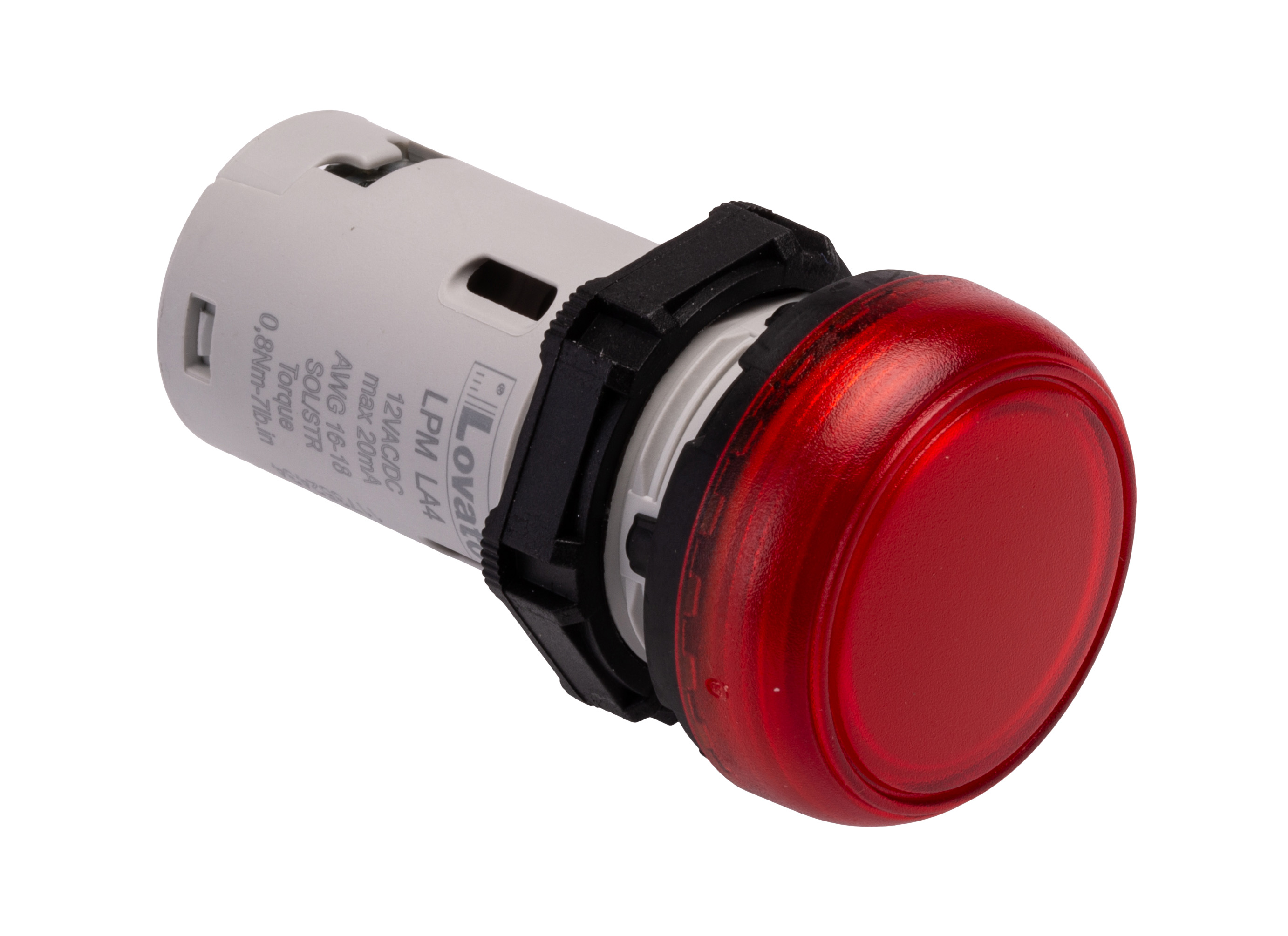 Lovato, LPML, Panel Mount Red LED Pilot Light, 22mm Cutout, IP66, IP67, IP69K, Round, 12V