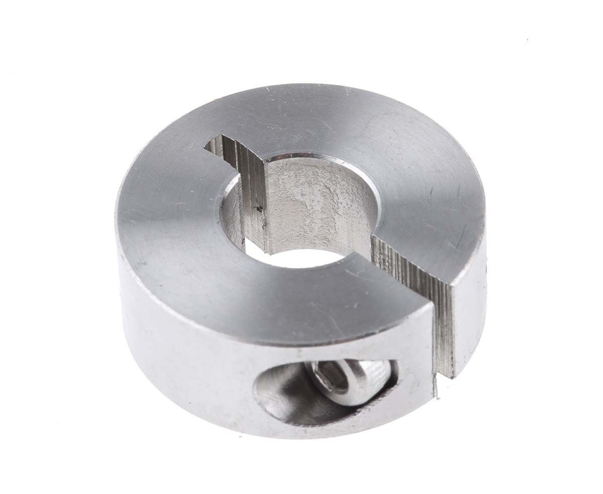 Huco Shaft Collar, One Piece, Clamp Screw, Bore 10mm, OD 24mm, W 9mm, Stainless Steel
